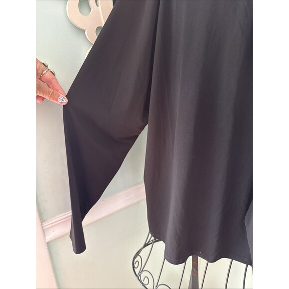 Eloquii Womens Size 22 /24 Pullover Career Blouse Black V-Neck Tie Bow - Picture 2 of 6